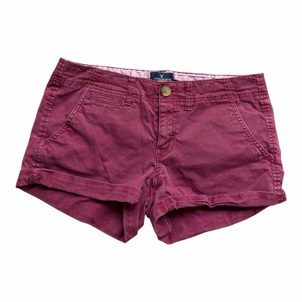 American Eagle Outfitters Midrise Maroon/ Cherry Red Short Shorts Women's Size 8